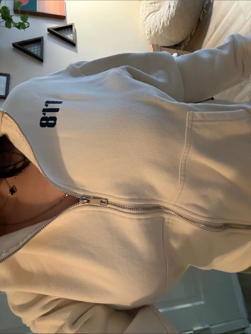 Cream Zip-Up Hoodie Jacket - Unbranded Men’s Casual Coat